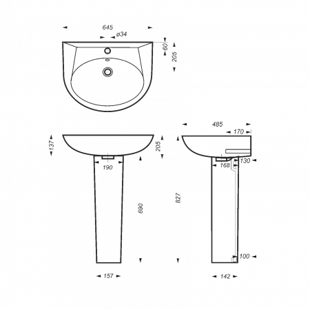 Раковина подвесная Sanita Luxe Classic CLCSLWB01 белая